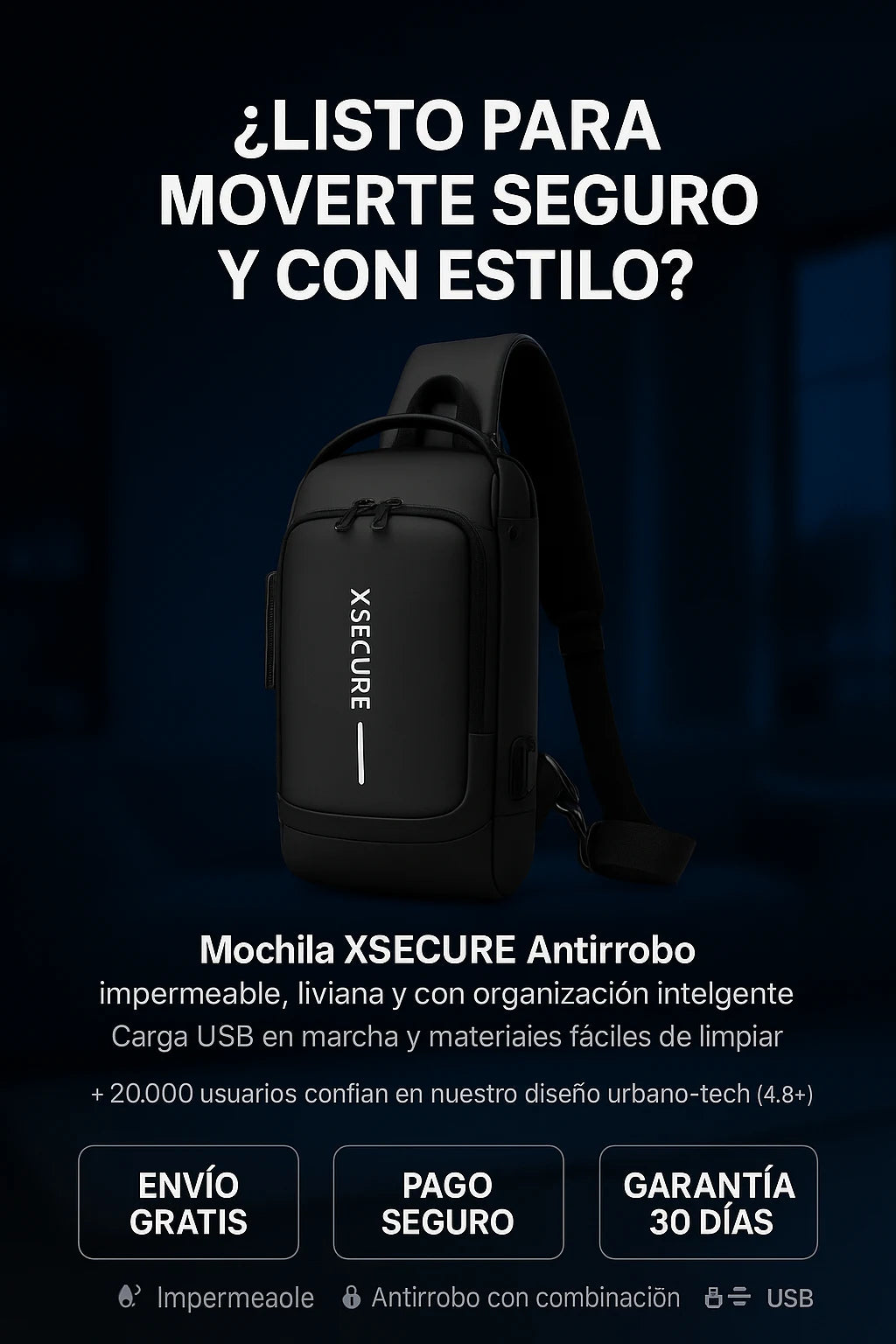Mochila XSECURE Antirrobo