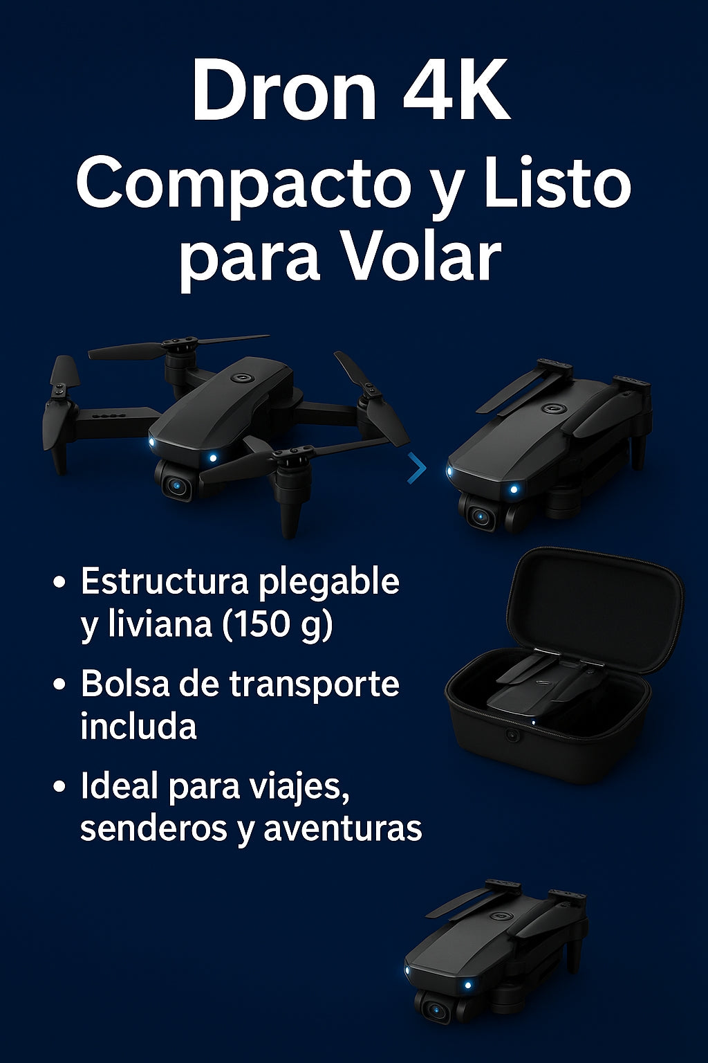 Drone X-Pro 4K + Accesorios de repuestos y ESTUCHE 🎁