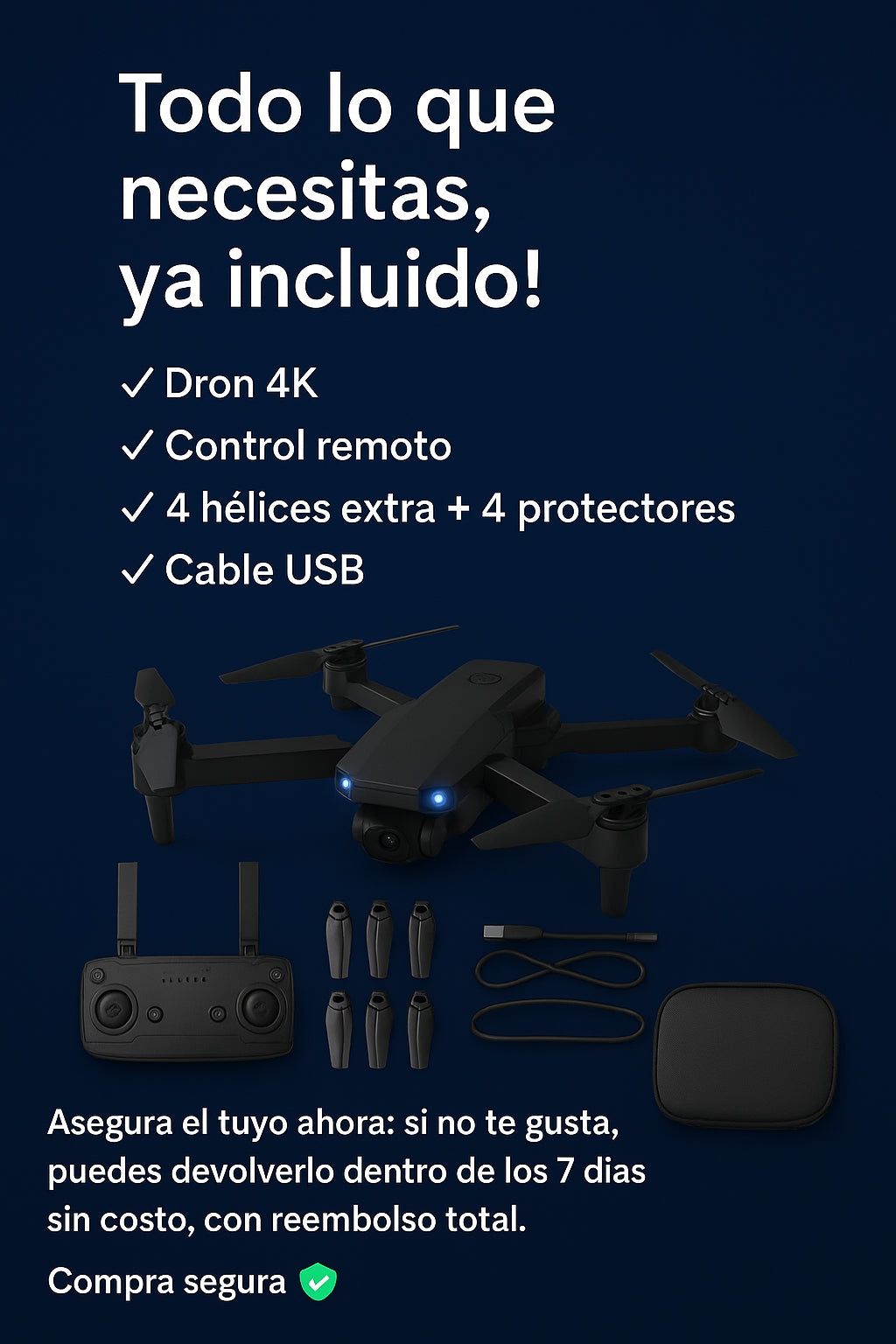 Drone X-Pro 4K + Accesorios de repuestos y ESTUCHE 🎁